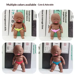 Soft Black Baby Doll Natasha Stretch Toy | Slow Rise Sensory Squishy for Stress Relief([One]pair of underpants in random colors)