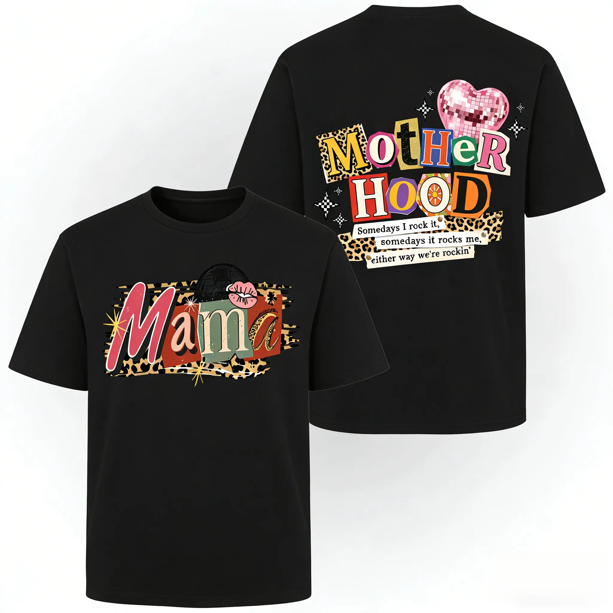 Mom's MotherHood Double-Sided Short-Sleeve Oversized Streetwear Tee - Comfortable Fabric, Perfect Fit, Ideal Mother’s Day Gift for Wife