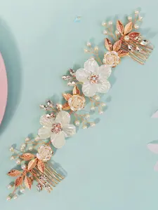 Elegant Floral Leaf Design Bridal Headpiece, Delicate Double Comb Hairband, Wedding Dress Accessory for Bridesmaids