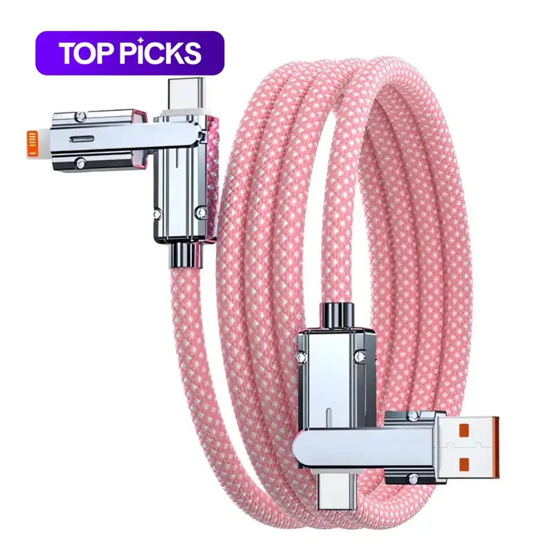 Type-C USB-C Nylon Braided Charging Data Cable, 1 Count 4 in 1 Universal Cellphone Data Cable, Durable Charging Cable for iOS & Android Smartphone, USB C Cables, Multifunctional Charging Cable, Phone Charger Cord Type C #TOP PICKS