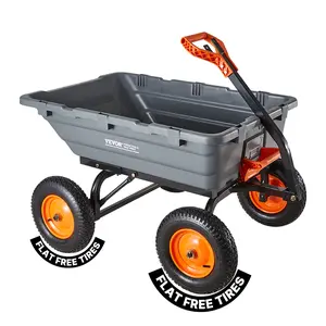 VEVOR Garden Dump Cart, 1500 lbs Poly Dump Cart, Garden Carts Dumps Wagon with 90° Quick-Dumps Mechanism, Adjustable Handle, 270° Flexible Rotating Bearings, Yard Wagon for Plants, Soil, Crops
