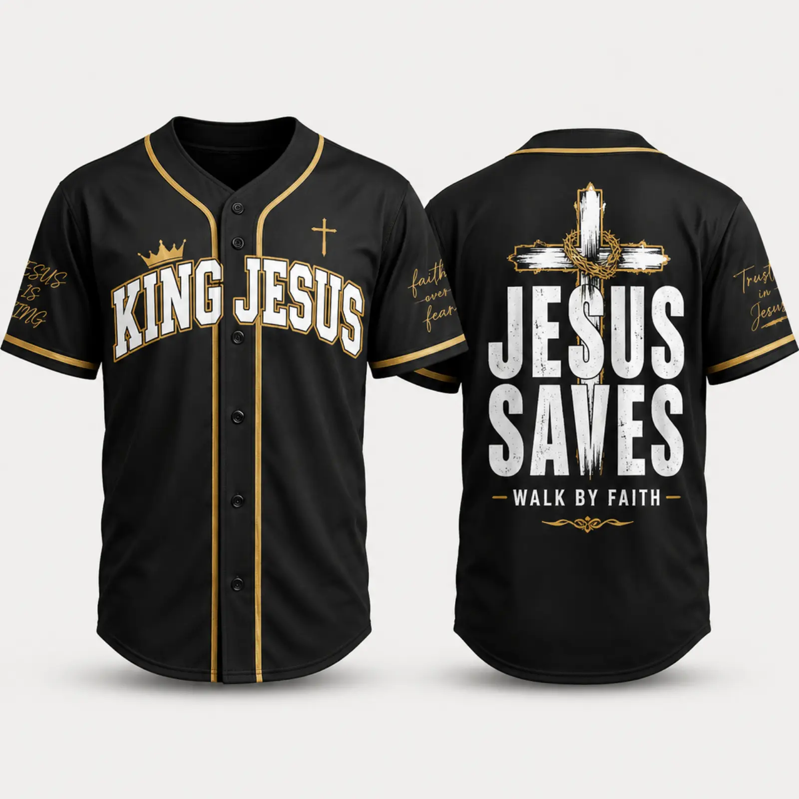 King Jesus Baseball Jersey, Christian Faith Jersey Shirt, Jesus Saves Walk By Faith Religious Jersey, Christian Baseball Shirt for Men Women, Faith Over Fear Church Outfit