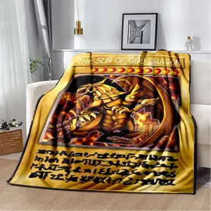 Anime Yu Gi Oh Card Throw Blanket Egyptian gods  Anime Cartoon Soft Plush Blanket