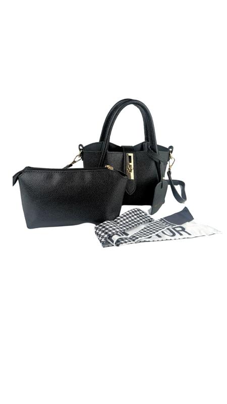 Women’s Twilly Scarf Decor - Fashionable Small-size Crossbody Bag with Adjustable Strap, Simple Lychee Pattern, Trendy Daily Wear Commuter Bag, Adorable Purse for Spring& Summer