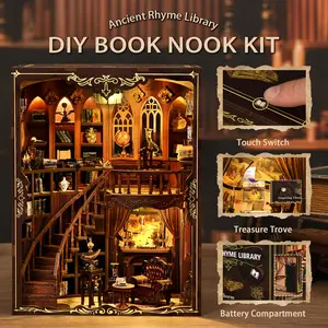 Ancient Rhyme Library Booknook Kit - Exquisite DIY Wooden Model for Bookshelf Display, Intellectual Development and Elegant