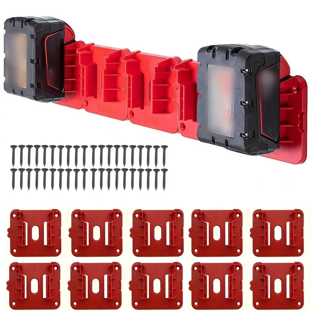 10-Pack Wall-Mounted Battery Holders, Durable Storage Rack for Cordless Tool Batteries, Safety Storage for Garage, Truck, Toolbox (includes Screws), Construction Tool Organizer, Cordless Tool Organizer, Garage Tool Organiser, Tool Organizer Accessories
