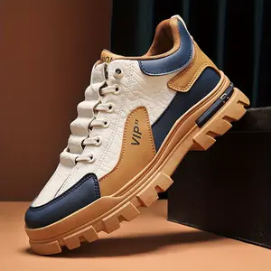 [Comfy Non Slip Skate Shoes] Men's Trendy Street Style Skate Shoes, Comfy Non Slip Casual Lace Up Sneakers for Men's Outdoor Activities