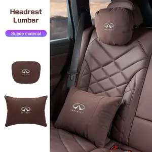For Infiniti Q50 G37 QX70 FX35 Q60 Q30 QX60 JX35 QX80 M35 ESQ M37 Car Headrest Lumbar Support Suede Seat Neck Pillow Accessories
