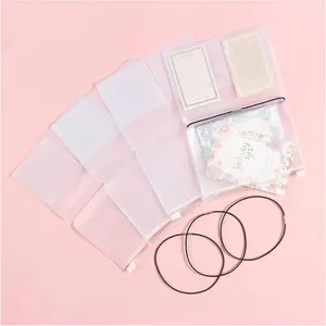 Clear Zipper Pocket for Travelers Notebook, 4 Pack Passport Size Insert Pouch Refill with 4 Elastic Bands, Paper Card Holder for TN Travel Notebook Accessories