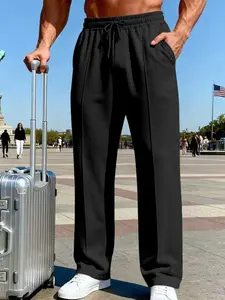 Men's Drawstring Casual Pants, Comfortable Versatile Style, Fall Winter Machine Wash Fabric, Perfect for Daily Wear