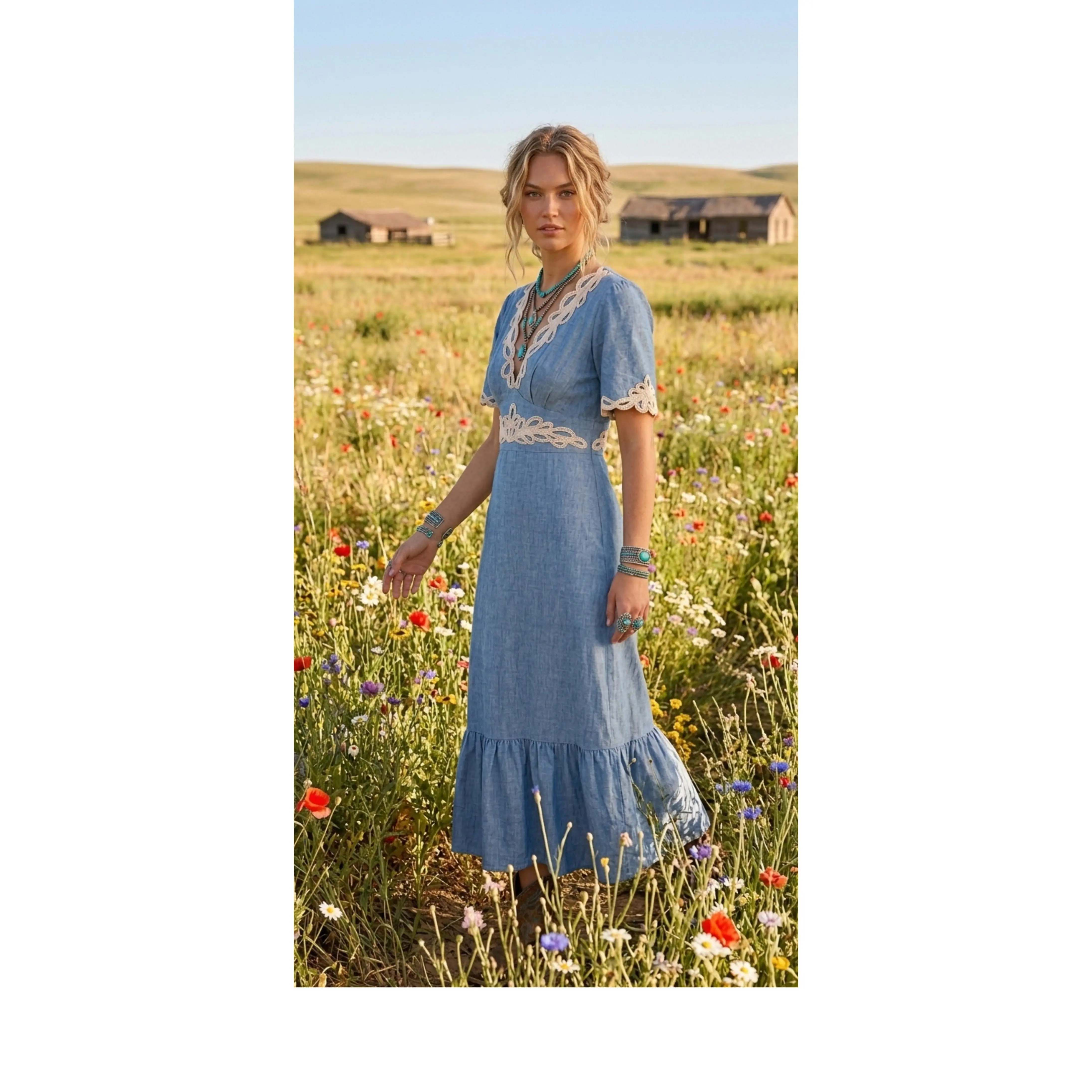 Blue Lily Lace Dress