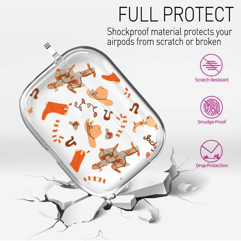 Cowboy Delight Pattern TPU Soft Protective Case for Apple AirPods 4/3/2/1/Pro/Pro2 Transparent Earphone Cover with Keychain Attachment Cowboy Delight Pattern TPU Soft Protective Case for Apple AirPods 4/3/2/1/Pro/Pro2 Transparent Earphone Cover with Keychain Attachment