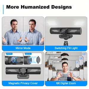 NEW-4K Ultra HD Webcam - AI-Powered Auto Tracking, Four Noise-Cancelling Mics, Built-in OSD Menu and Gesture Operation, Automatic Speaker Focus, Perfect for Teams, Zoom, OBS, Google Meet, and Online Conferencing