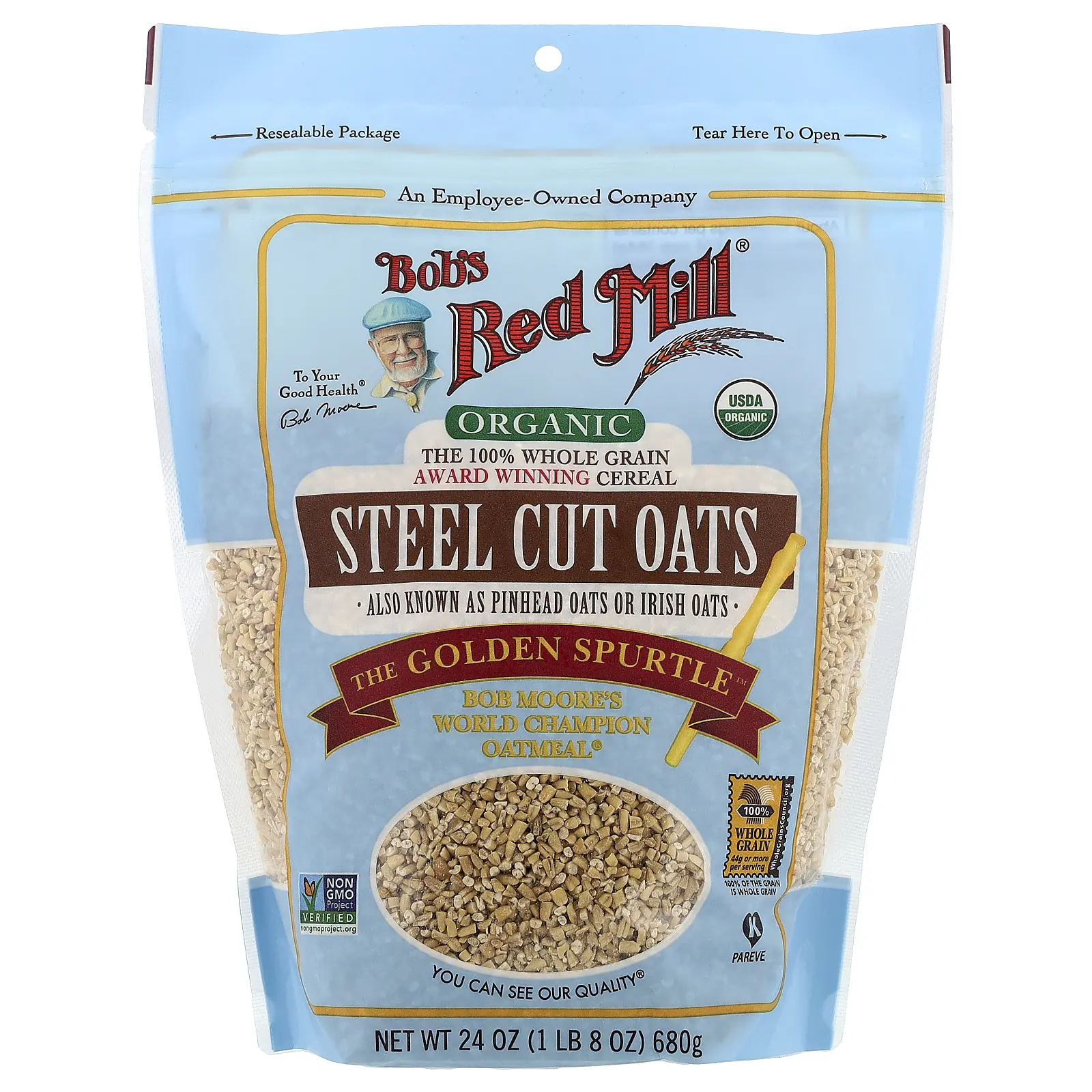 Bob's Red Mill Organic Steel Cut Oats, Whole Grain, 24 oz (680 g)