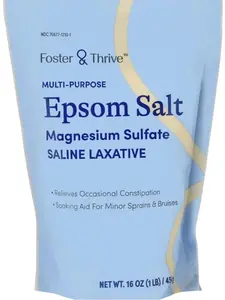 Foster & Thrive 1 lb Pouch Epsom Salt Granules - Magnesium Sulfate USP 100% - Saline Laxative - Multi Purpose - Great for Foot Baths Body Care Comfort Skin Repair Cleansing Cleanser