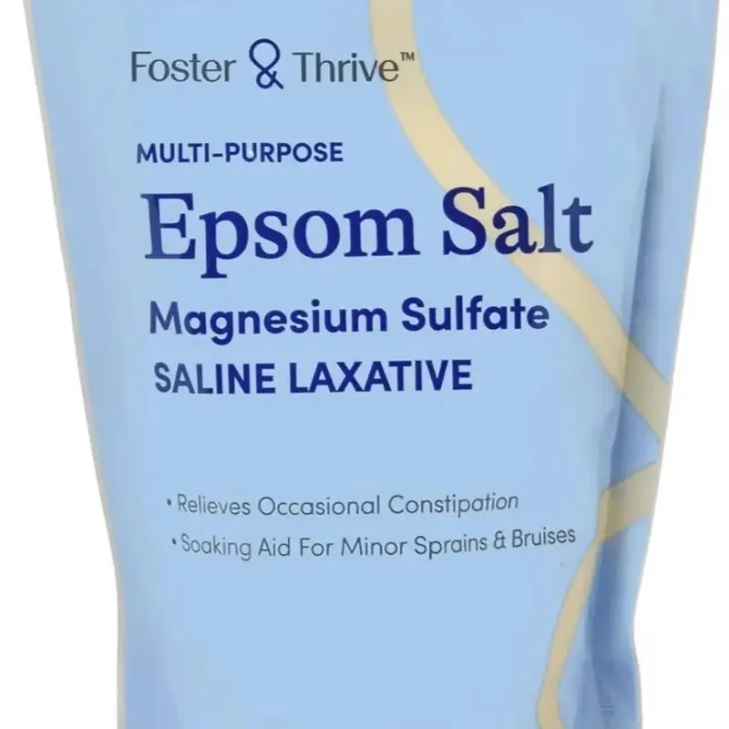Foster & Thrive 1 lb Pouch Epsom Salt Granules - Magnesium Sulfate USP 100% - Saline Laxative - Multi Purpose - Great for Foot Baths Body Care Comfort Skin Repair Cleansing Cleanser