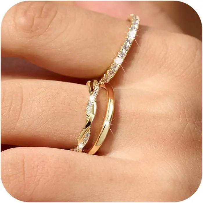 Freekiss Stackable Rings For Women Non Tarnish Dainty Real Rings Set Thumb Fashion Thin Ring Pack Simple Unique Statement Rings Jewlery Women 5/6/7/8/9/10 Fashion For Summer