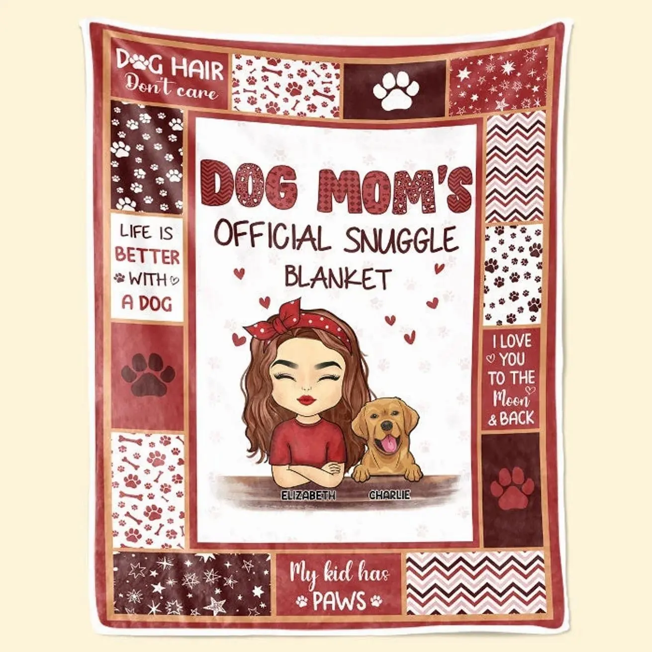 Fur Baby's Mom Official Snuggle Blanket - Dog & Cat Personalized Custom Blanket - Gift For Pet Owners, Pet Lovers