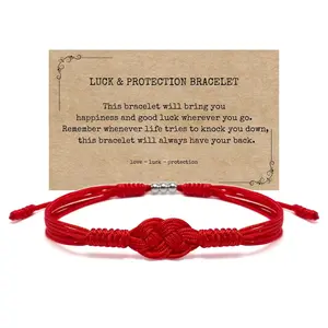 Red Infinity Protection Bracelet, String of Fate, Kabbalah Lucky Safe, Red Awareness Bracelet, Talisman Tibetan Bracelet, Surfer String Wrap for Men, Women, Forever Friendship (Red)