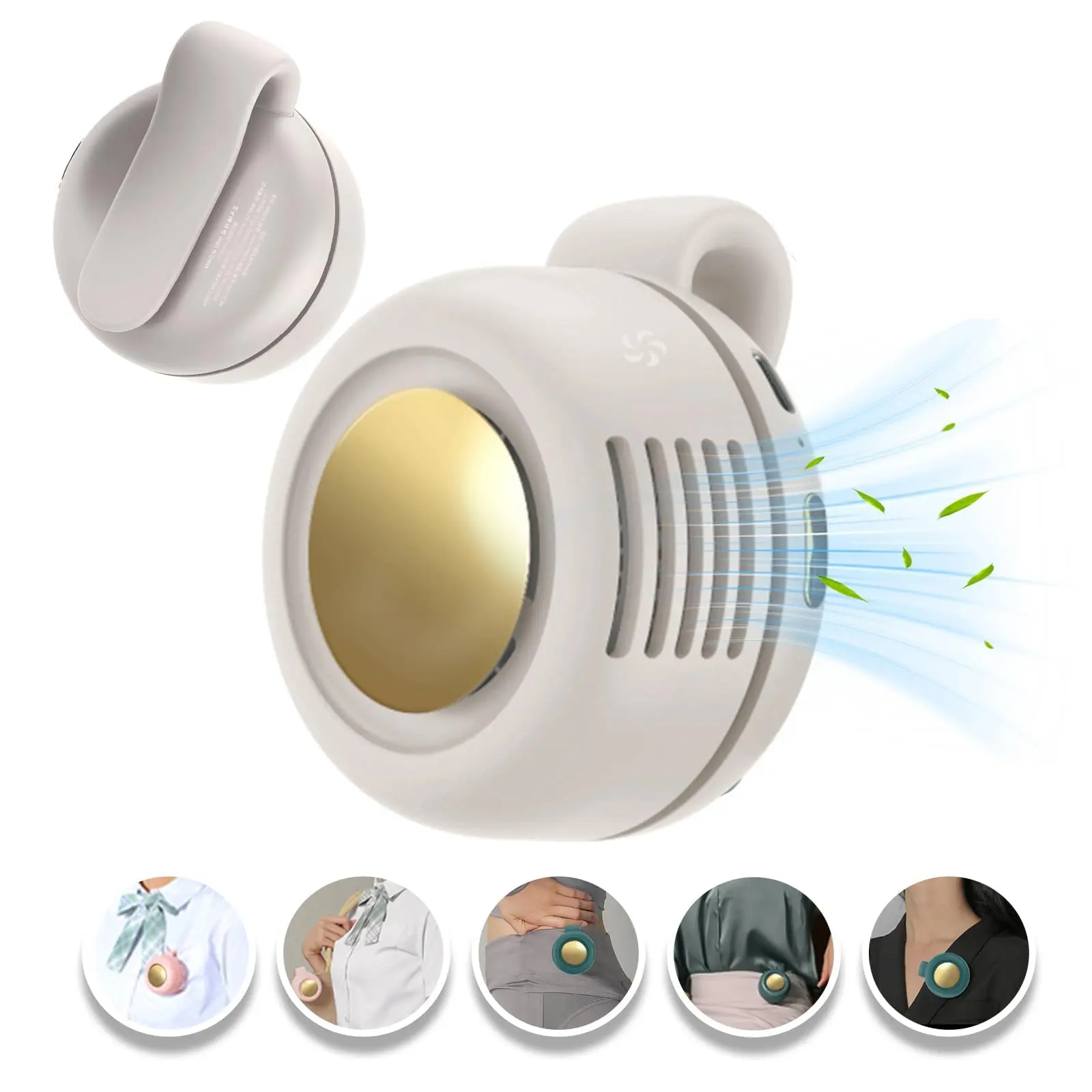 Portable Silent Bladeless Electric Fan, QuietPortable Fan, Rechargeable Personal Fan,Adjustable 3-speed Suspended Waist Fan,Rotating Body Fan, Suitable for Outdoor Travel,Rechargeable Wind Fan