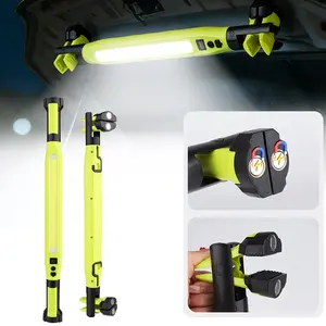 1PC Red/Green Rechargeable 360-Degree Rotatable COB Work Light, Portable 4-Function Car Repair Light with Clip, with Hook, Emergency Light, Handheld Flashlight, with Red Light, Magnetic, Strip Light, Suitable for Car Hood, Camping