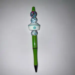 Nurse Sports Butterfly Green Pen with Colorful Beads and Medical Symbol Design