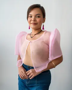 Sheer Butterfly Sleeve Bolero - Baby Pink