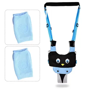 Baby Walker Toddler Walking Harness Helper and 2 Pair Knee Pads Adjustable Standing Up and Walking Learning Helper for Toddler 7-24 Month-Blue