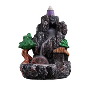 Landscape Waterfall Design Incense Burner, Creative Resin Reverse Flow Incense Holder, Home Decor Incense Burner （Without Incense）