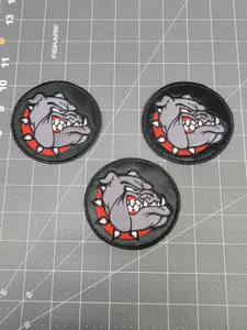 Round Bulldog Patch | 3" Embroidered on Black Twill