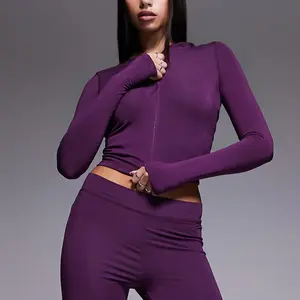 Hoodie Purple Color, Buttery-soft fabric, Comfort stretchy waist, Lightweight logo Print, Long Sleeves