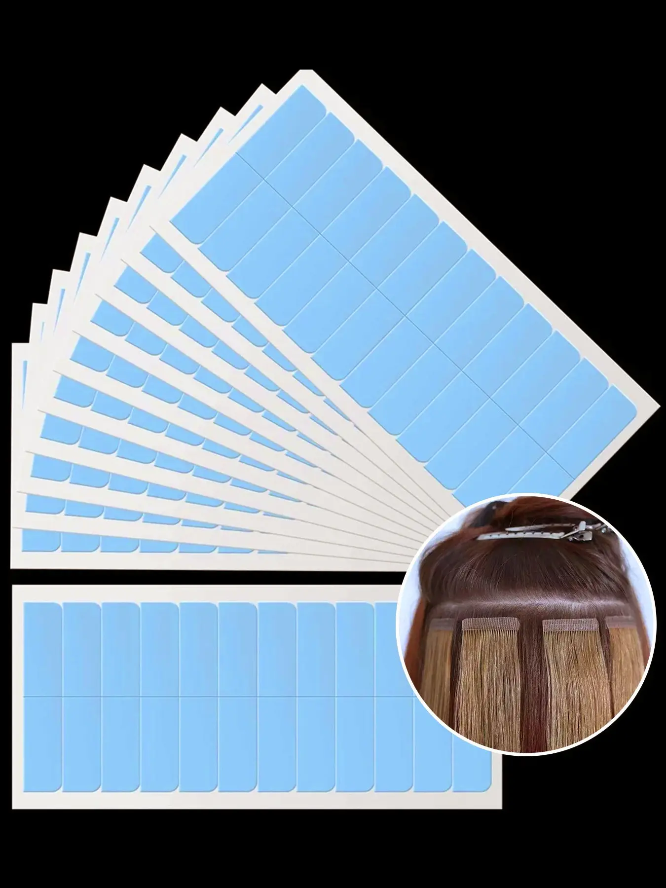 Wig Tapes Double Side Adhesive Replacement Tape Viscose for Hairpieces, 24 Pcs/Sheet Hair Extension Strong Grip Tapes Replacement Waterproof Skin Friendly(144PCS/240PCS/720PCS)
