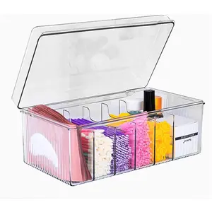 Lash Extension Organizer and Storage, Lash Cart Organizer for Lash Techs, Eyelash Extension Supplies Organizer Storage Box, Acrylic Lashes Supplies Container, Eyelash Beauty Organizer with Lid Clear
