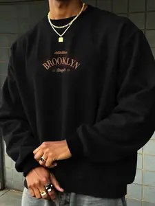 Men's Pullover Sweatshirt, American Brooklyn Street Style, All-Season Casual Wear, Fitted Design for Daily
