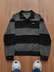 Casual Knitted Loose Fit Long Sleeve Half Button Sweatshirt For Daily Wear