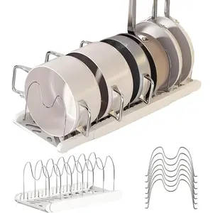 Pot Rack : Pots and Pans Organizer Under Cabinet 7 Adjustable Compartment Expandable Pot Lid Holder for Kitchen Cookware, Bakeware, Lid, Dishes,  Boards,Apricot