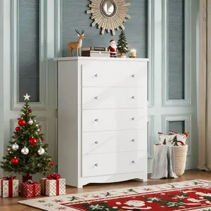 WLIVE Dresser Wooden Chest of Drawers for Bedroom, Modern Dresser Closet Storage Organizer for Living Room Hallway