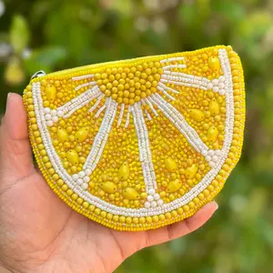 Lemon Beaded Pouch Purse Lemon Beaded Pouch Purse