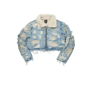 Fara Blue Denim Sherpa Puffer Jacket