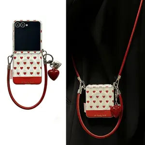 French Style Golden Edged Flowers Magnetic Phone Case With Holder Leather Rope for Samsung Galaxy Z Flip7 Z Flip6 ZFlip5 Cover