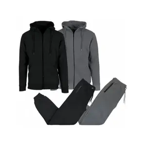 Men's 2-Pack Full Zip Hoodie & Jogger 2 Piece Sports Set（The size is small, it is recommended to buy a size up）