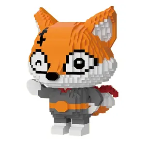 Larcele Animal Series Micro Building Blocks Animal Set, DIY Mini 3D Building Toy Bricks,1384 Pieces KLJM-07 (Little Fox) small building