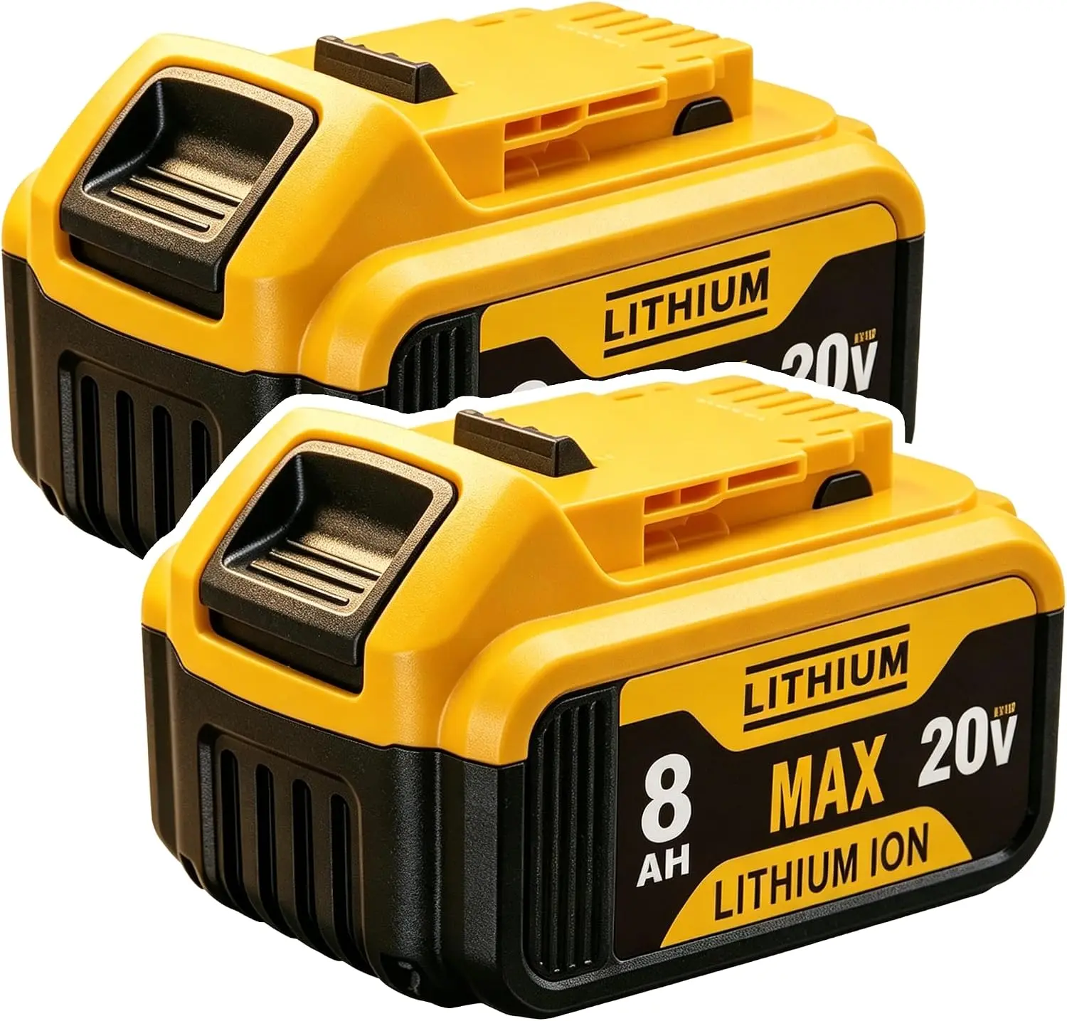 2-Pack Cordless Lithium Power Tool Batteries for DeWalt 20V Max Tools, 8Ah Capacity, LED Indicator, Safety Protection, Compatible with DCB180/DCB200/DCB206, for Jobsite Work & Home DIY Use