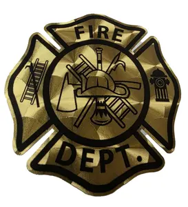 Fire Department Gold Metallic Maltese Cross Decal 3 Inch Outdoor for Firefighter Use Durable & Visible Symbol of Service