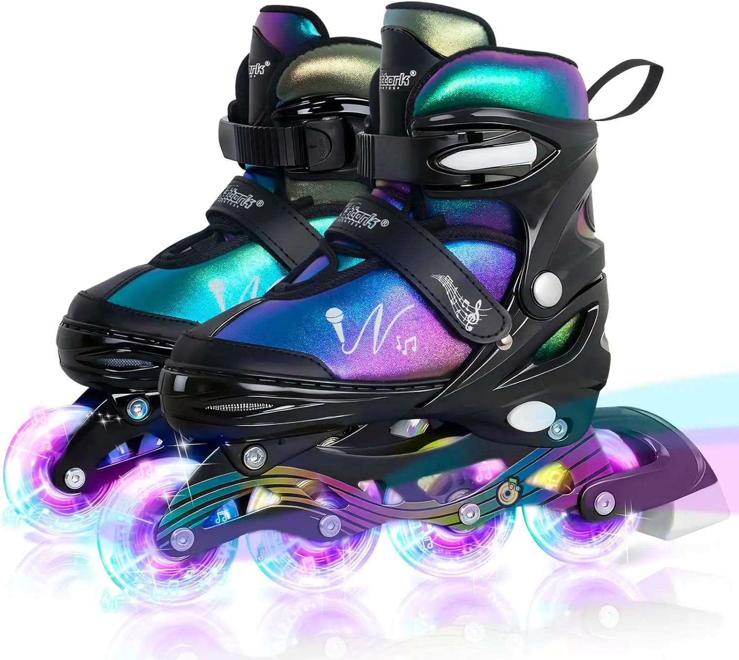 Nattork Gradient Inline Skates for Kids - Adjustable Sizing, Light-Up PU Inline Skate Wheels, ABEC-7 Bearings, Secure Buckle Straps, Stylish Beginner Skates, Birthday Gift, Inline Skate Wheel