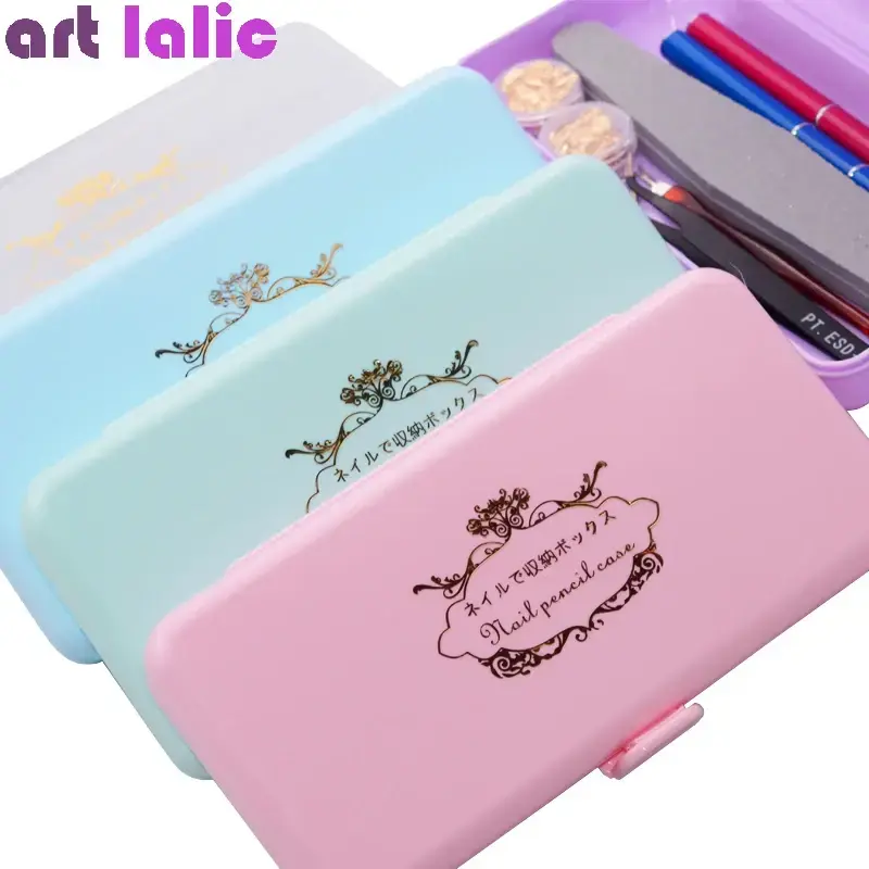 Rectangle Nail Storage Box, Container Case for Long Nail Tools, Tweezers, Cuticle Pusher, Brushes Pens, Empty Holder