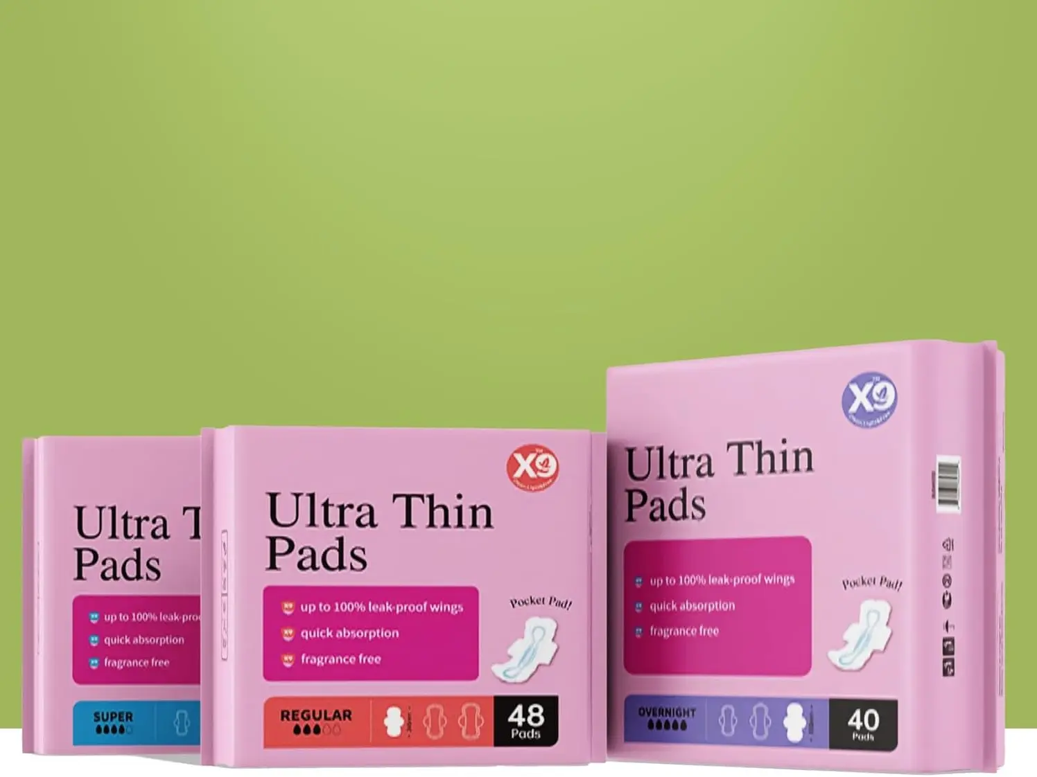 X9 Ultra Thin Pads for Women with Wings, Regular Absorbency Period Pads, Lightweight & Discreet Feminine Pads, Travel Friendly, 96 Count