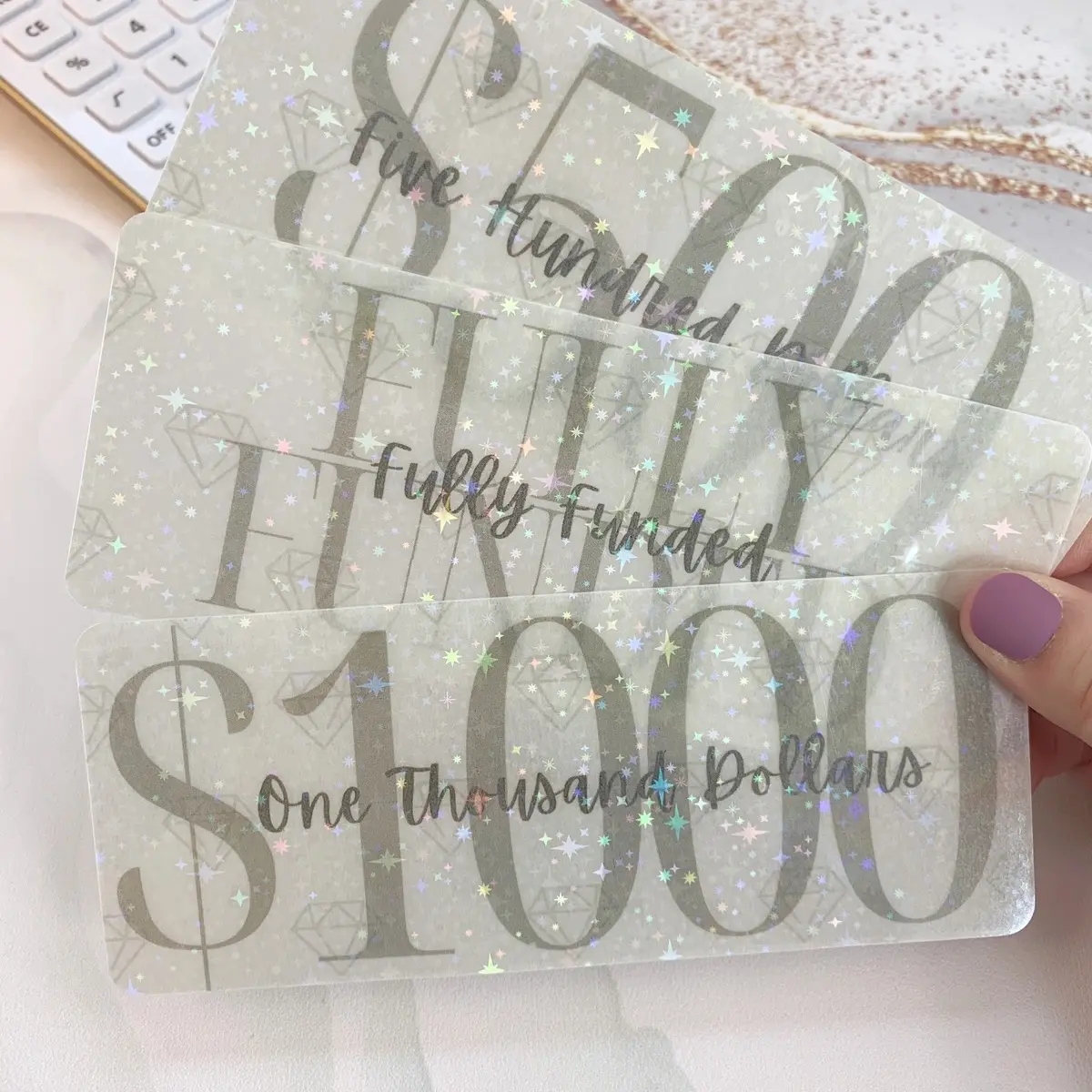 Sparkle Diamond Cash Placeholder Prop Money for Cash Stuffing Envelopes