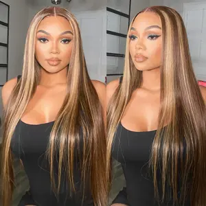 [$144.93 Get 22 22 24 24] Ishow Straight Bundles Human Hair P4/27 Highlight Honey Blonde Human Hair Bundles Straight Quick Weave Hair Bundles Piano Color