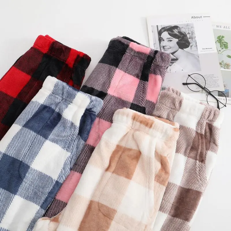 2025  Pajama Pants Warm Flannel Casual Loose Fleece Lounge Pants Sleep Pants Lazy Pants
